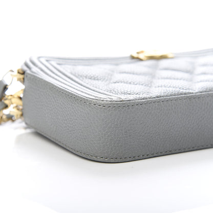 Chanel Caviar Quilted Small Boy Clutch With Chain Grey 10 of 16