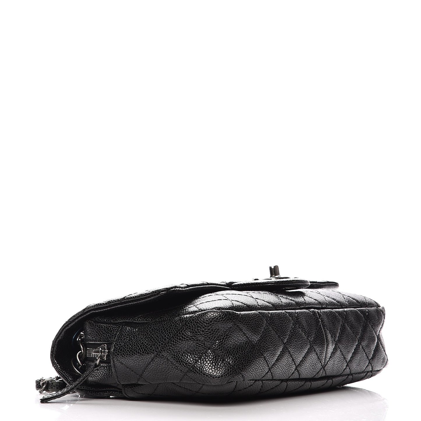 Iridescent Caviar Quilted Small Chic Flap Black