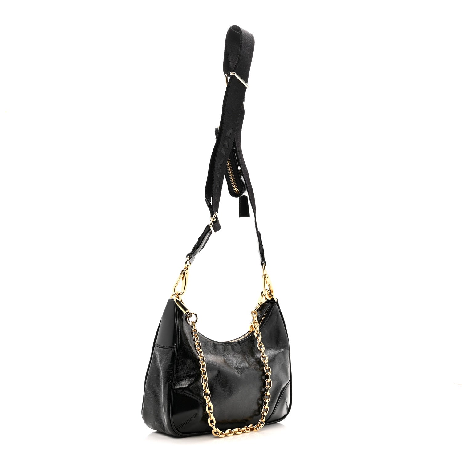 Prada Soft Lux Calfskin Re-Edition 2005 Shoulder Bag Black 3 of 11