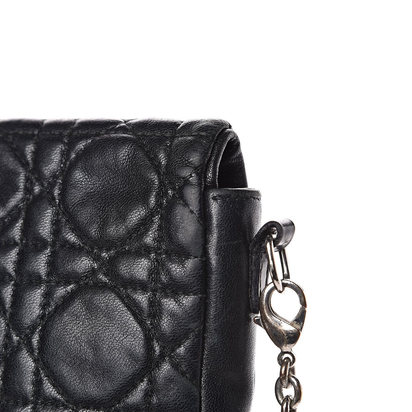 Lambskin Cannage New Lock Pouch Black
