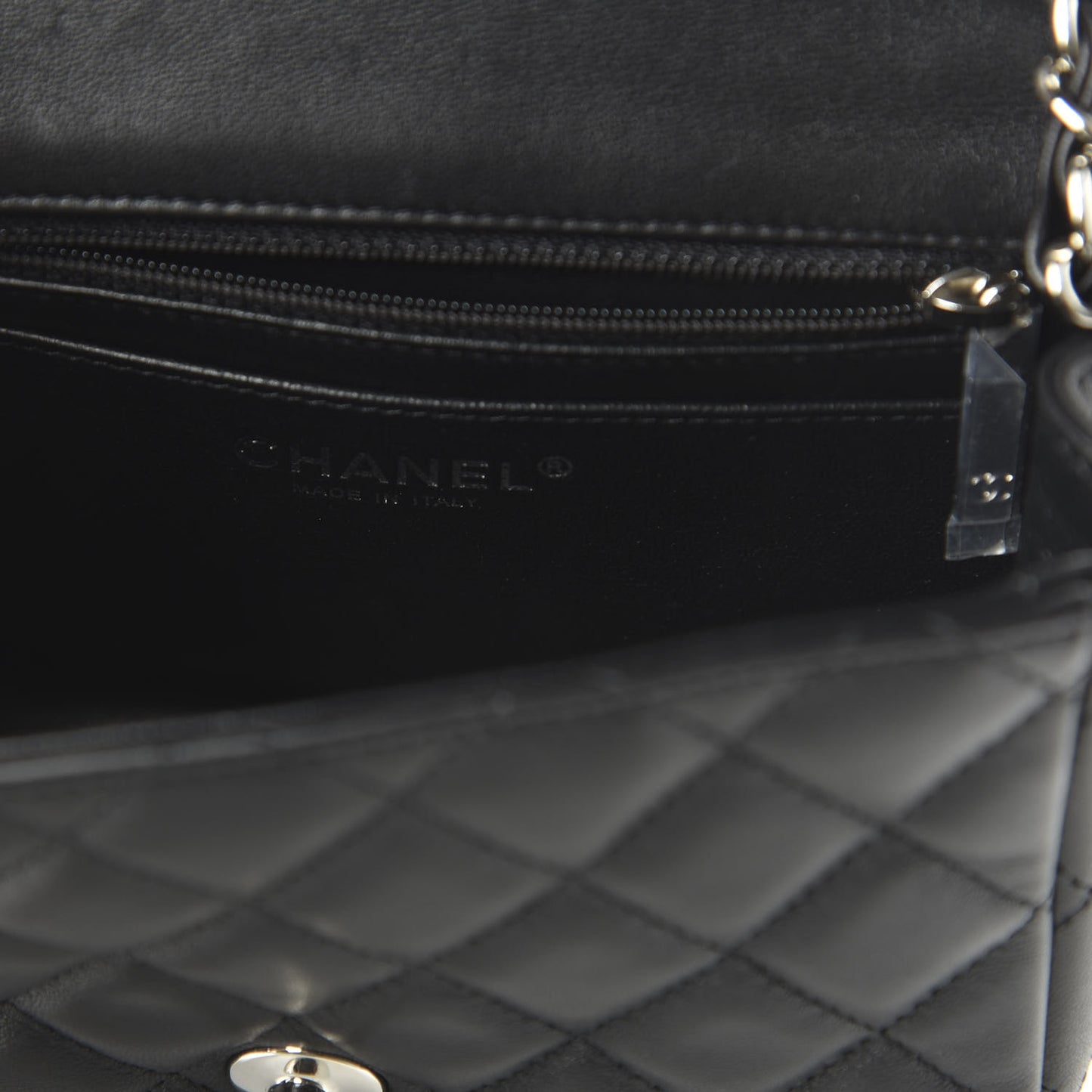 Lambskin Quilted Mini Square Flap Black