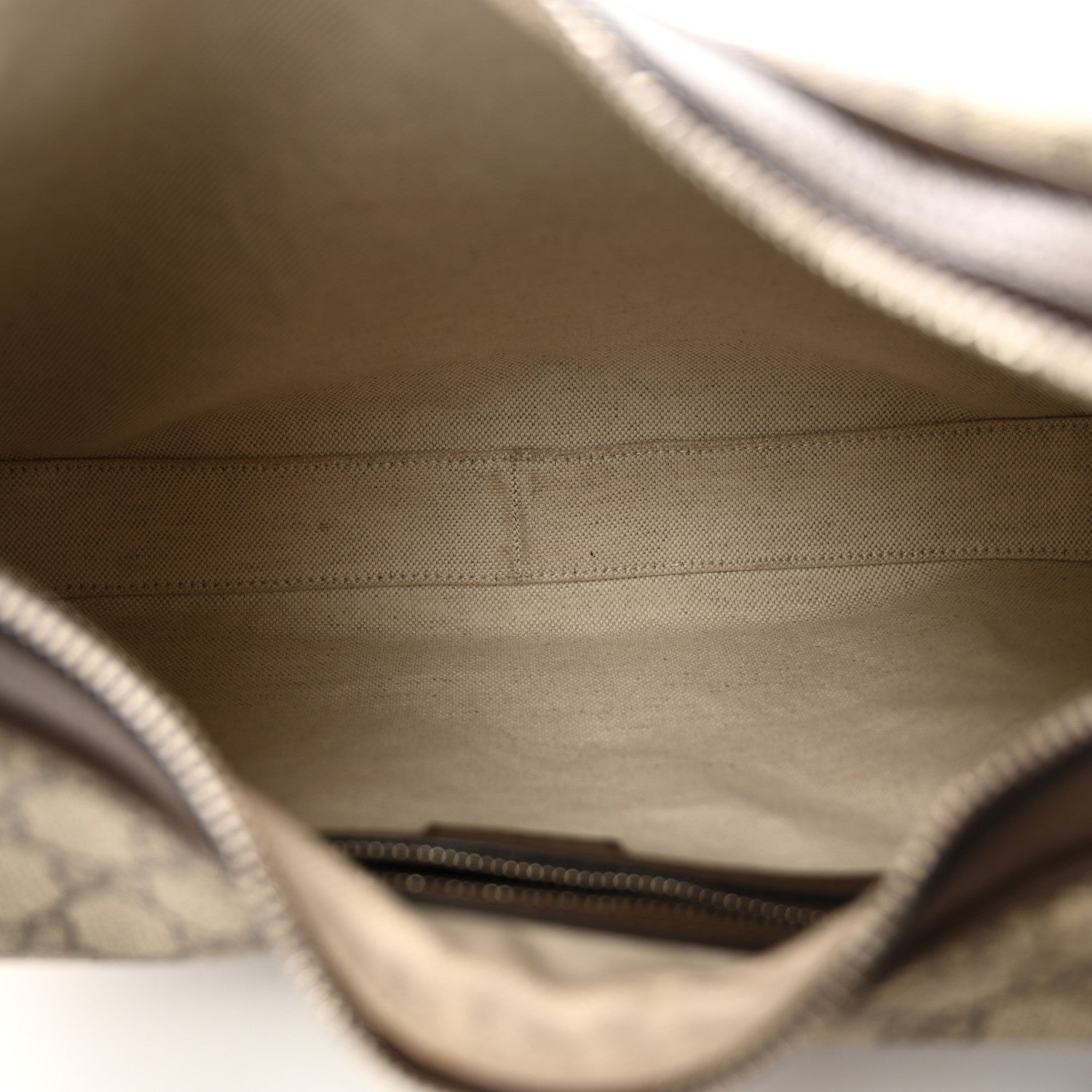 Gucci GG Supreme Monogram Textured Calfskin Web Large Attache Shoulder Bag Beige Ebony New Acero 5 of 14