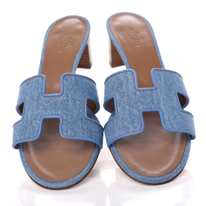 Hermes Denim Oasis Sandals 37 Bleu Clair 5 of 11