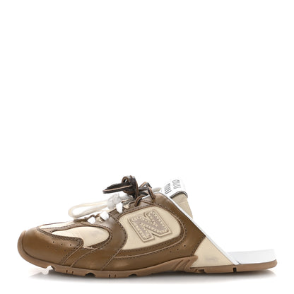 Miu Miu X NEW BALANCE Bleached Calfskin 530 SL Slip-On Sneakers 38.5 Cinnamon Travertine Gray 1 of 8