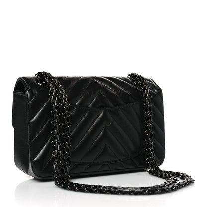 Chanel Aged Calfskin Chevron Quilted 2.55 Reissue Mini Flap So Black 3 of 10