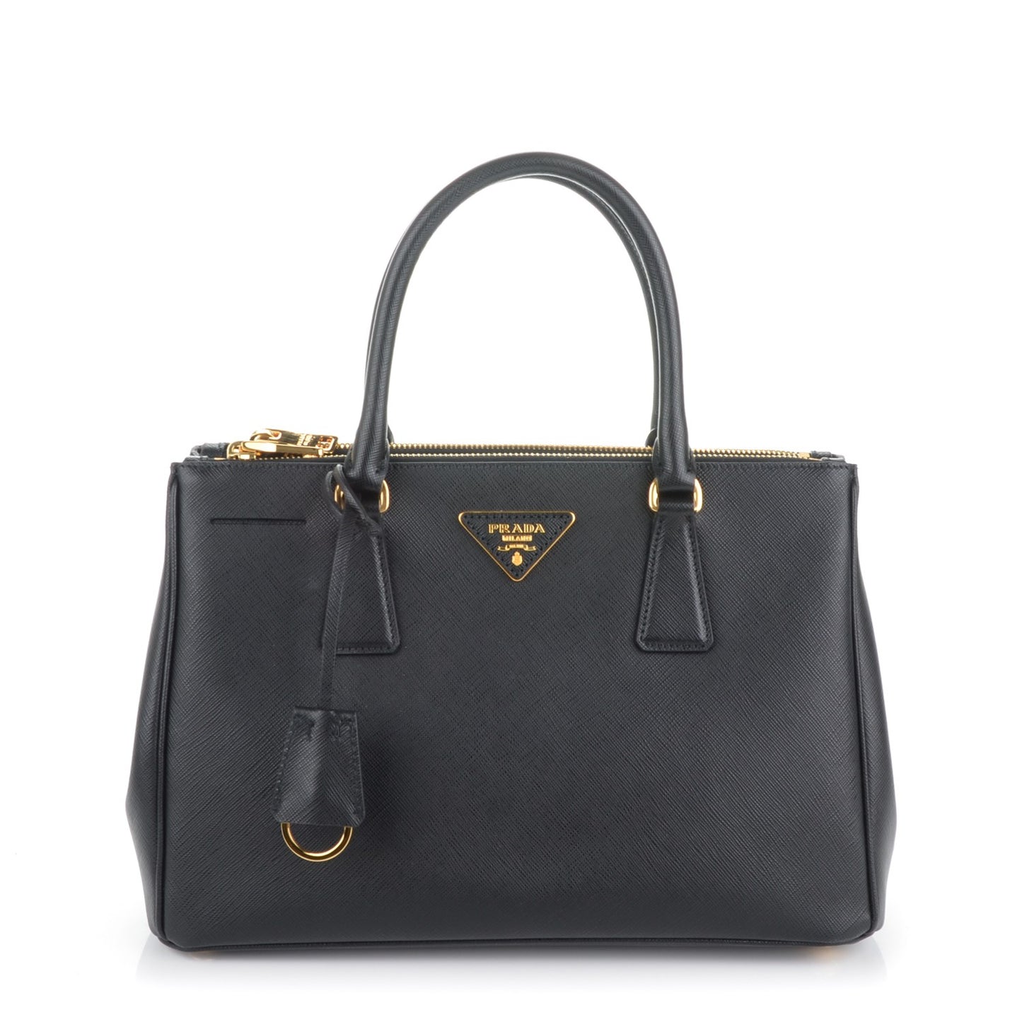 Saffiano Small Galleria Double Zip Tote Black