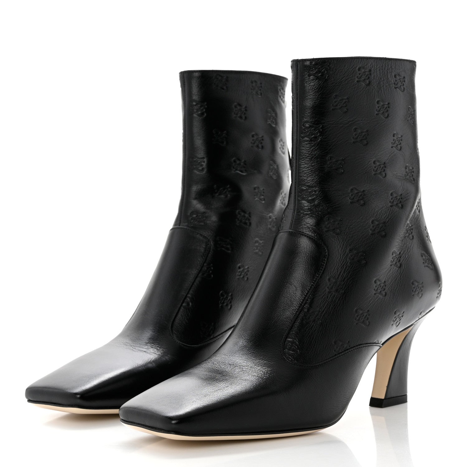 Fendi Vitello Karligraphy Embossed FFreedom Ankle Boots 38.5 Black 3 of 8