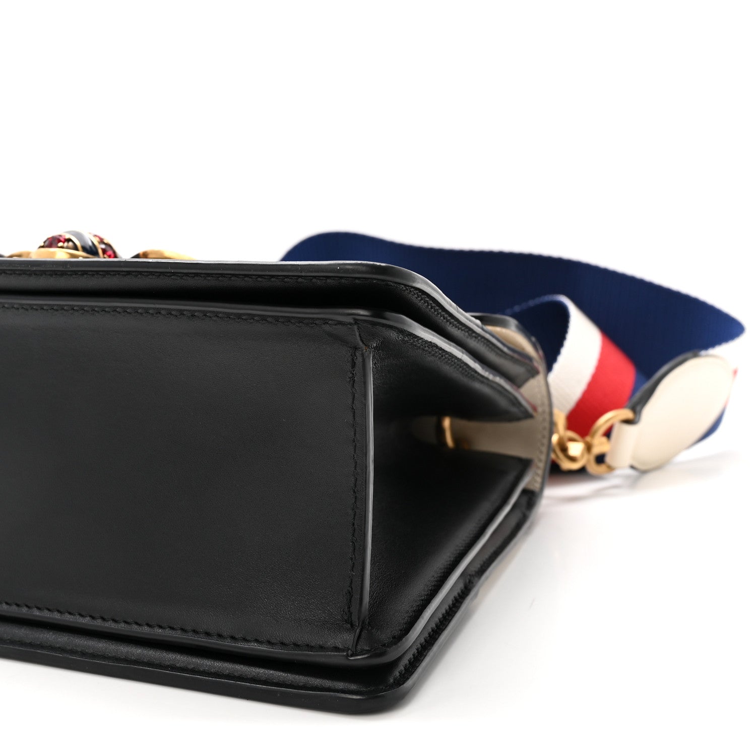 Gucci Calfskin Sylvie Web Small Queen Margaret Top Handle Bag Black White 10 of 10