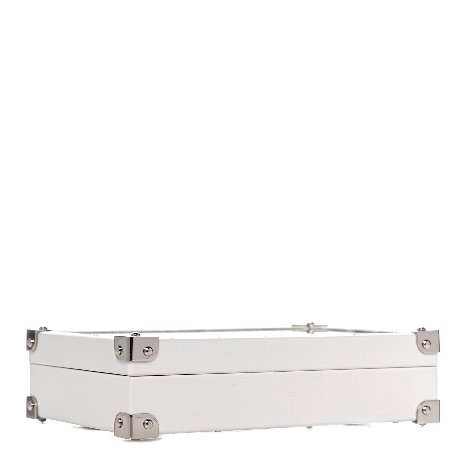 Louis Vuitton Calfskin Mirror Monogram Etched Jewelry Box Trunk White 4 of 12