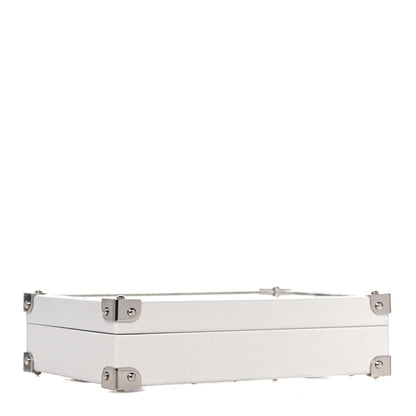 Louis Vuitton Calfskin Mirror Monogram Etched Jewelry Box Trunk White 4 of 12