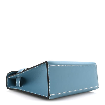 Hermes Swift Kelly Pochette Clutch Blue Jean 3 of 11
