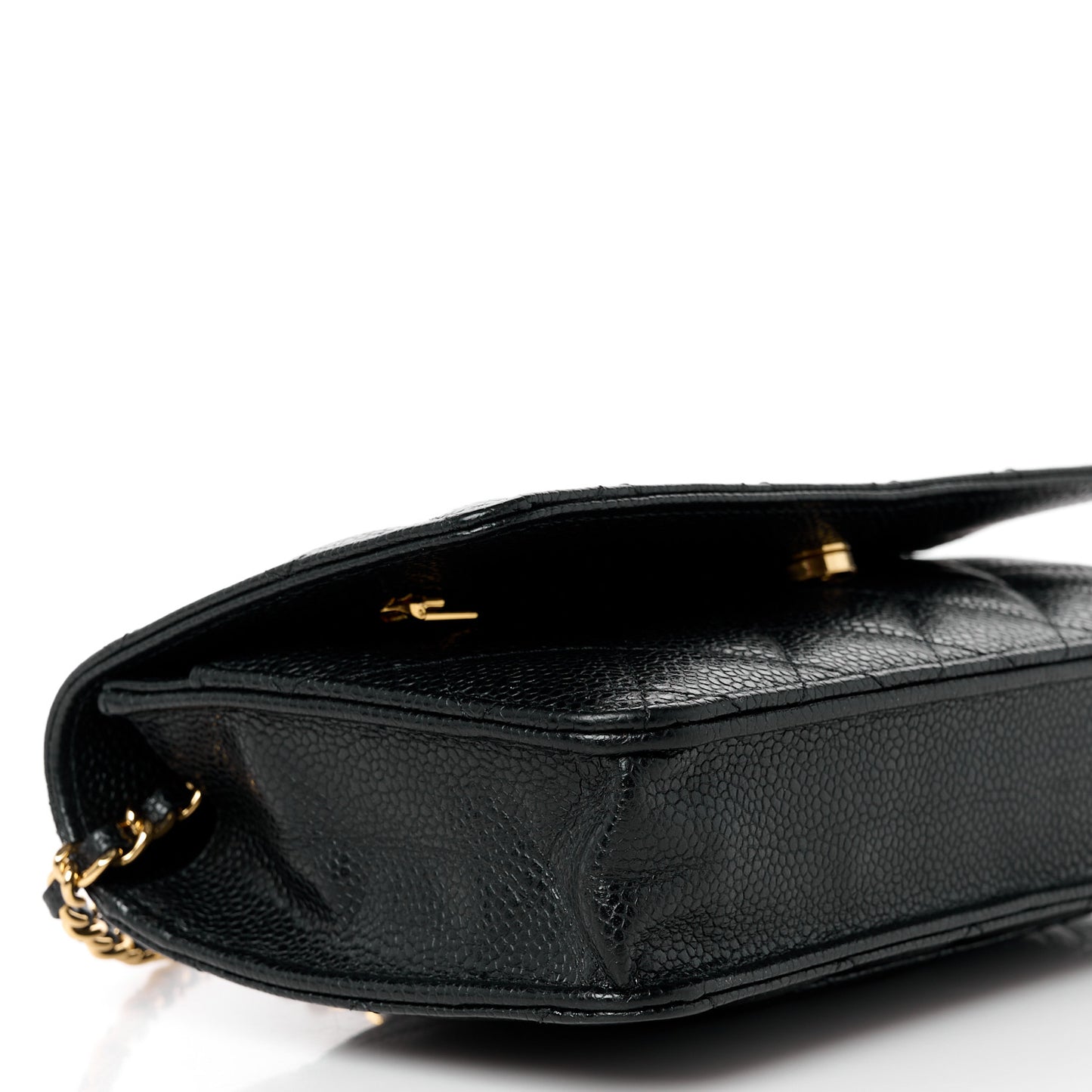 Caviar Quilted Wallet on Chain WOC Black