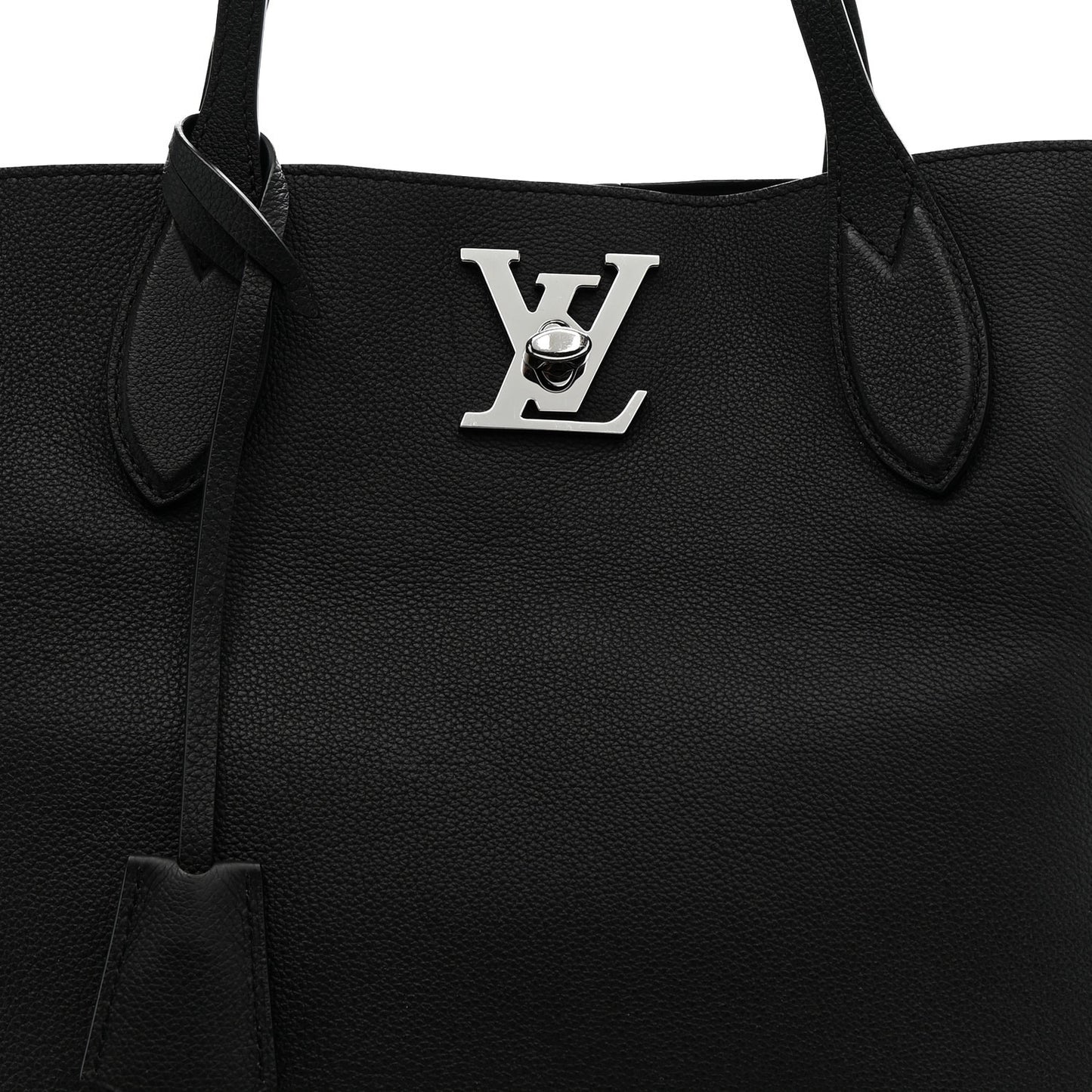 Calfskin Lockme Go Tote Black