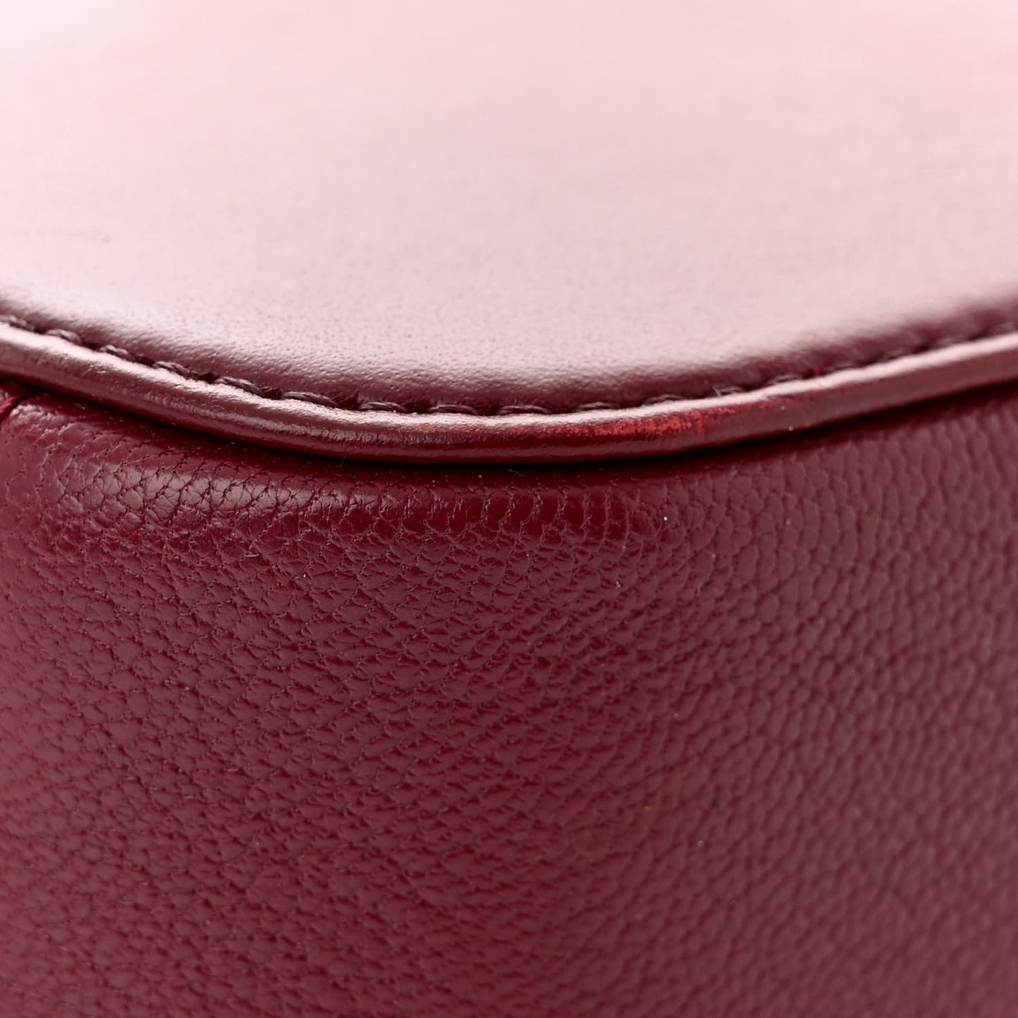 Shiny Calfskin Goatskin Quilted Small Coco Curve Vanity Burgundy
