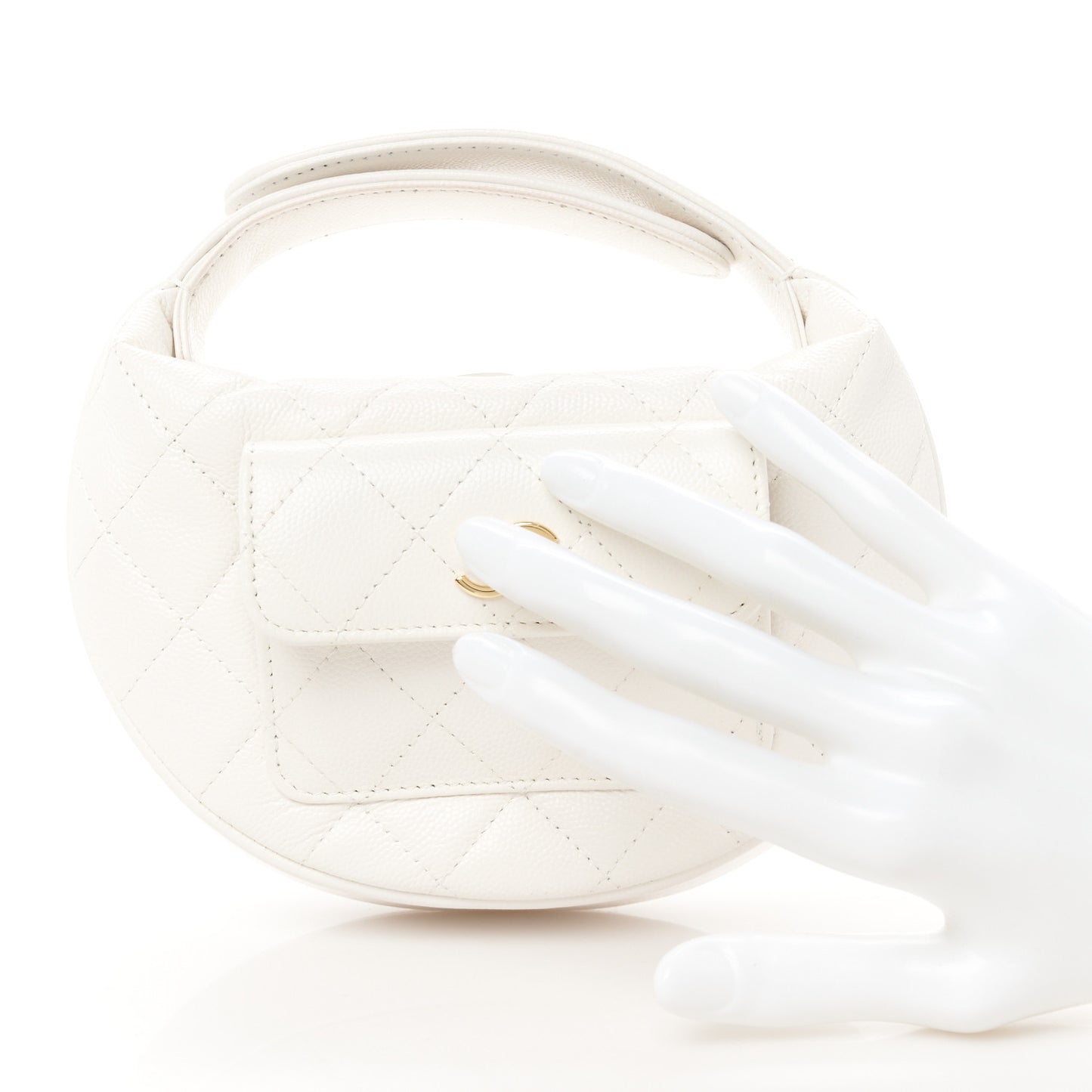 Caviar Quilted Polly Pocket Pouch Hobo White