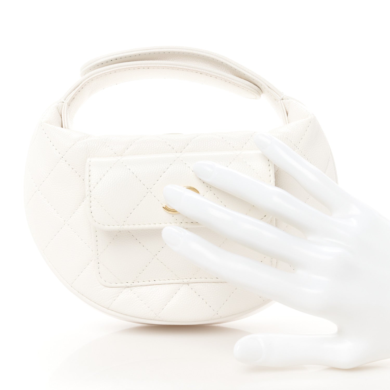 Chanel Caviar Quilted Polly Pocket Pouch Hobo White 2 of 11