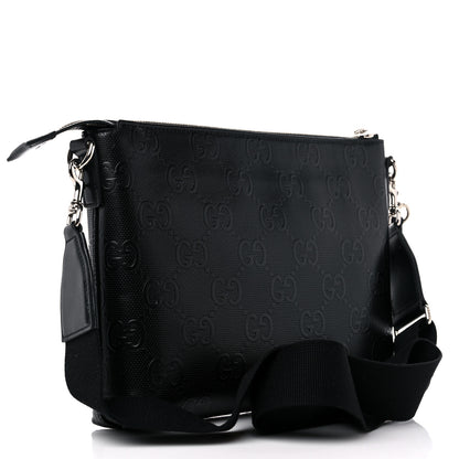 Gucci Calfskin GG Tennis Embossed Medium Wristlet Messenger Bag Black 3 of 9