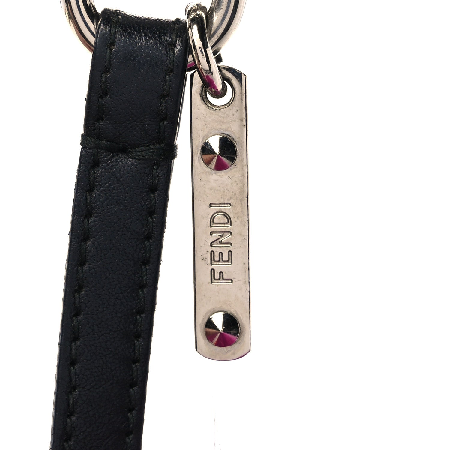 Fendi Fox Mink Goat Fur Oret Monster Bag Bug Charm Orchid Black 4 of 6