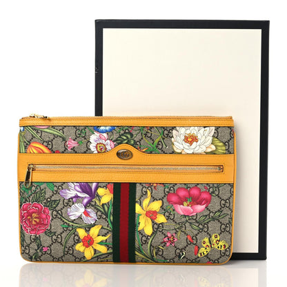 Gucci GG Supreme Monogram Flora Large Ophidia Pouch Clutch Beige Multicolor Crop 9 of 9