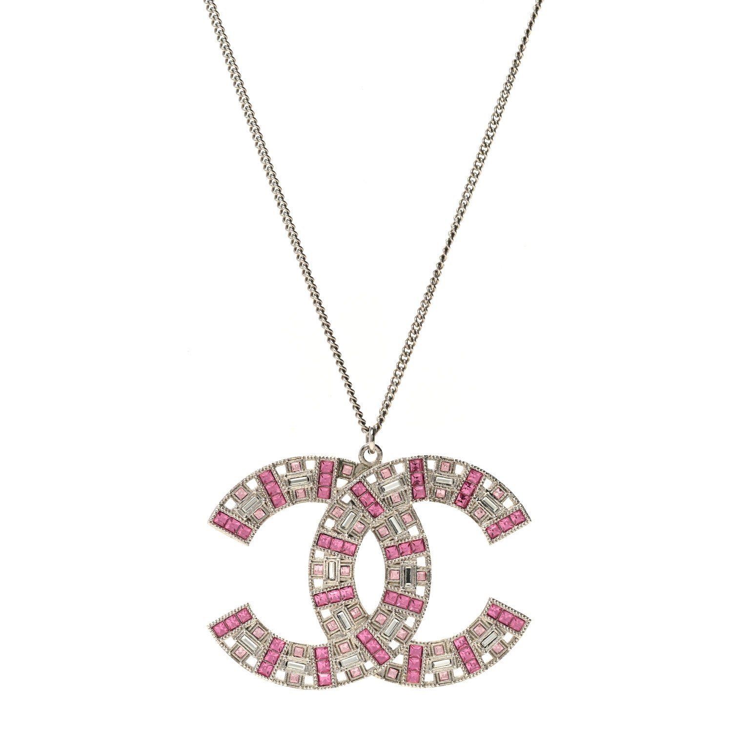 Chanel Baguette Crystal Large CC Necklace Pink 1 of 5