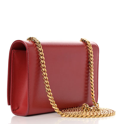 Saint Laurent Grain De Poudre Small Monogram Kate Satchel Red 3 of 15
