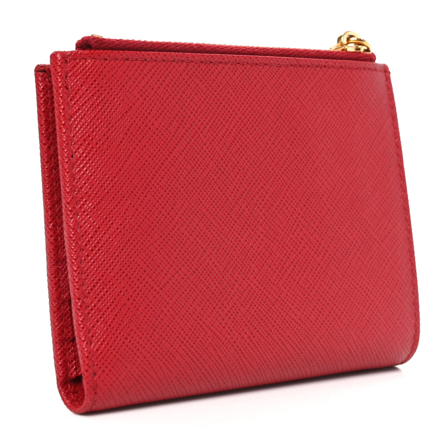 Saffiano Zip Top Compact Wallet Fuoco