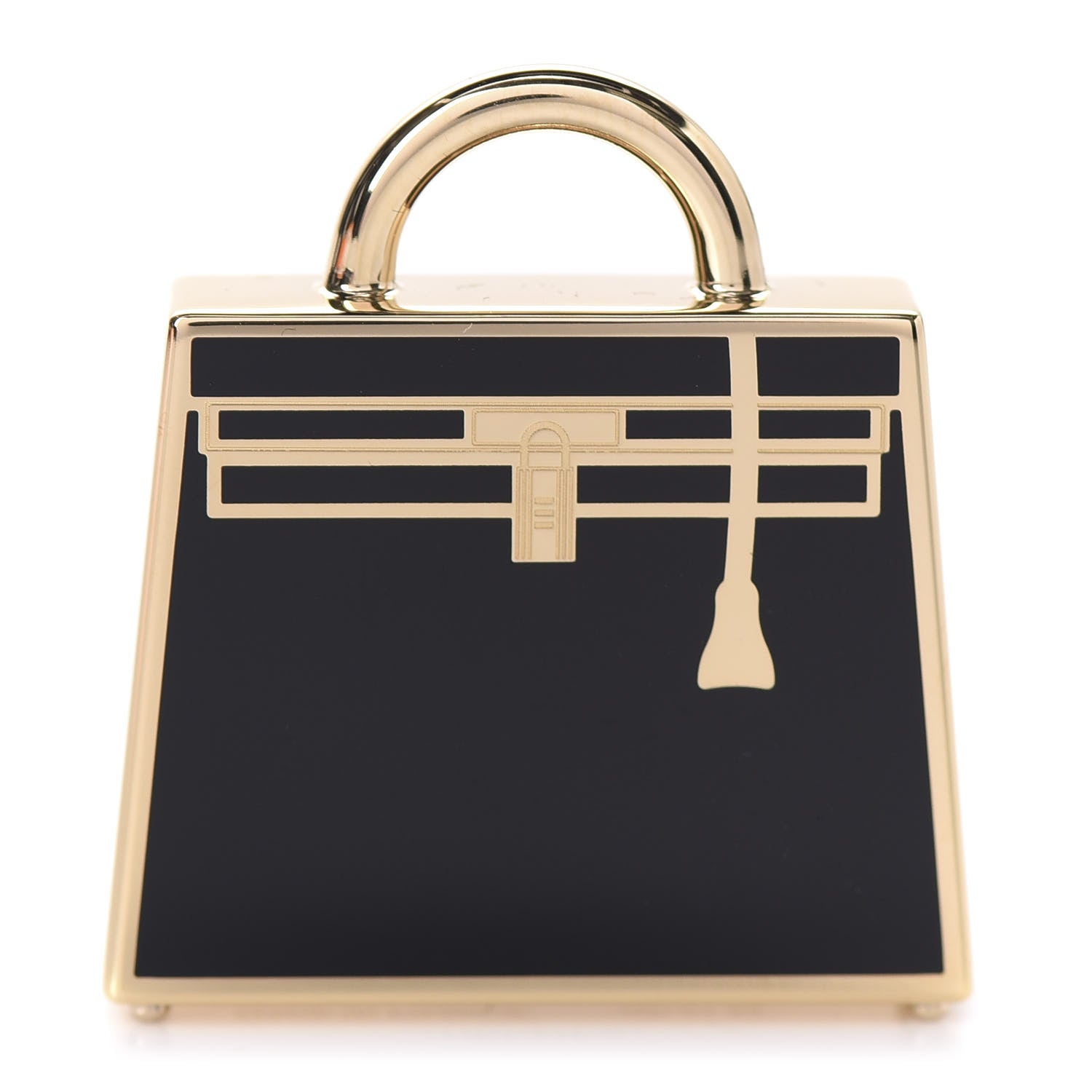 Hermes Lacquered Permabrass Kelly Curiosite Charm Black 1 of 4