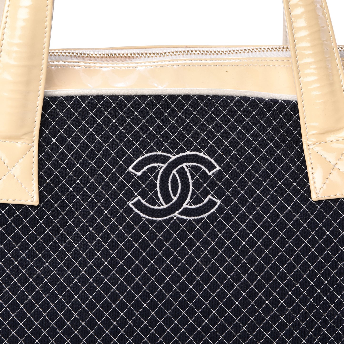 Patent Jersey Quilted Bowler Navy Blue