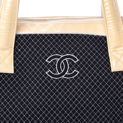 Chanel Patent Jersey Quilted Bowler Navy Blue 11 of 18