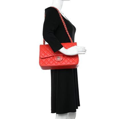 Chanel Caviar Quilted Jumbo Double Flap Red 2 of 10
