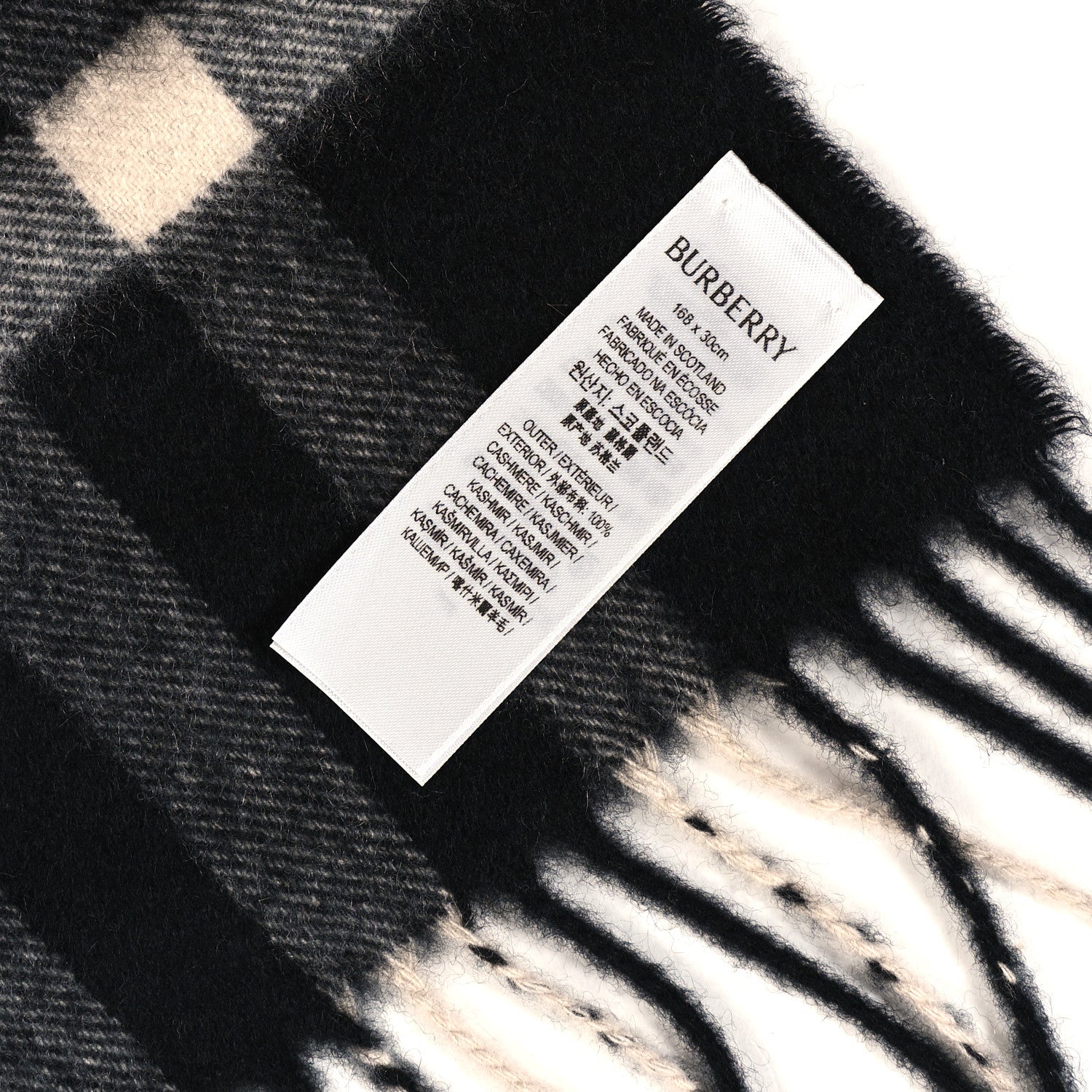 Burberry Cashmere Giant Check Fringe Scarf Black 4 of 4