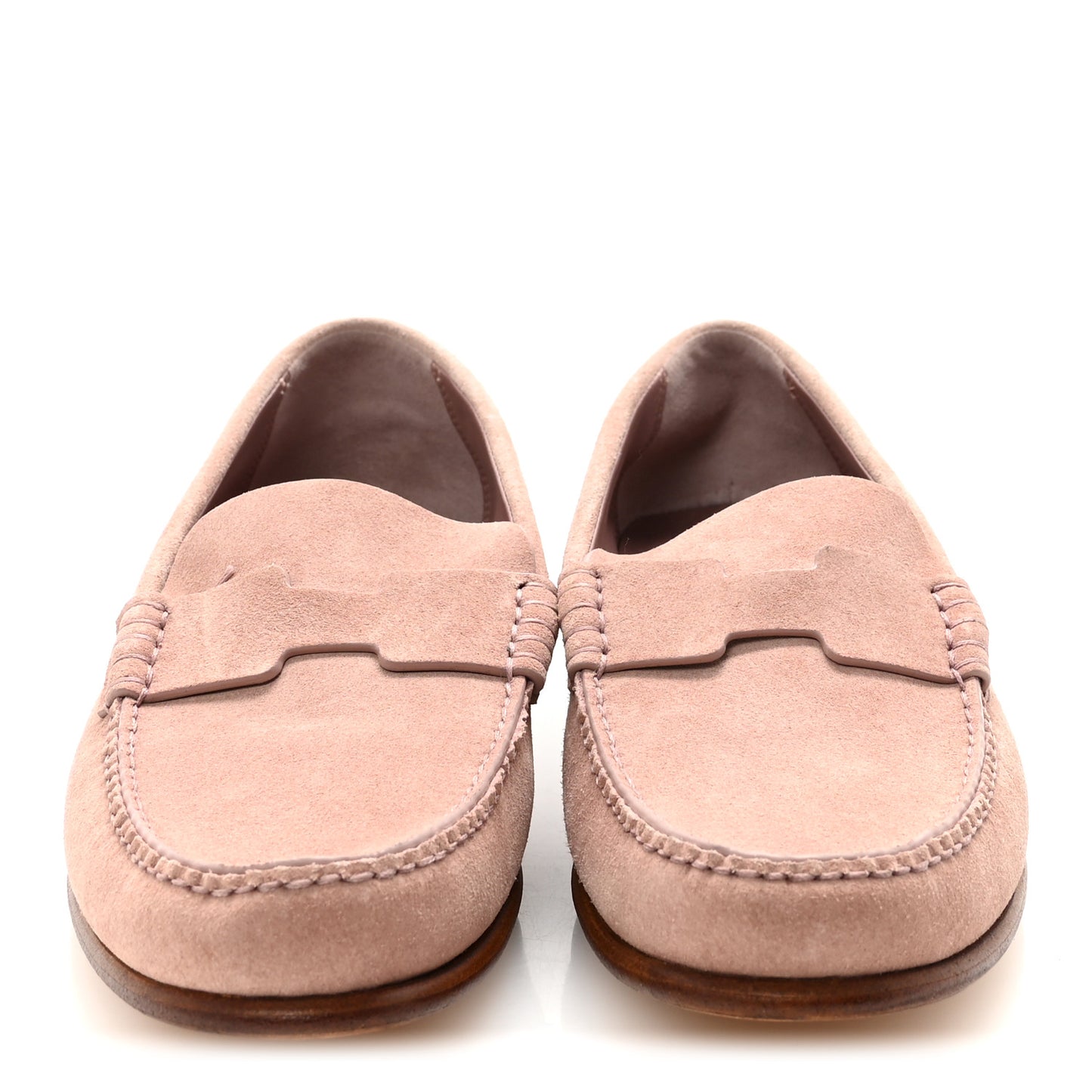 Suede Calfskin Womens Kennedy Loafers 38.5 Rose Antique