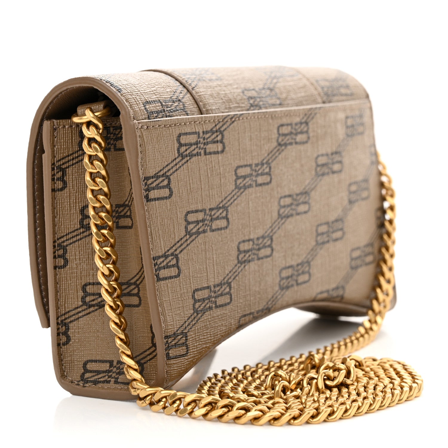 Balenciaga Coated Canvas BB Monogram Hourglass Chain Bag Beige Brown 3 of 11