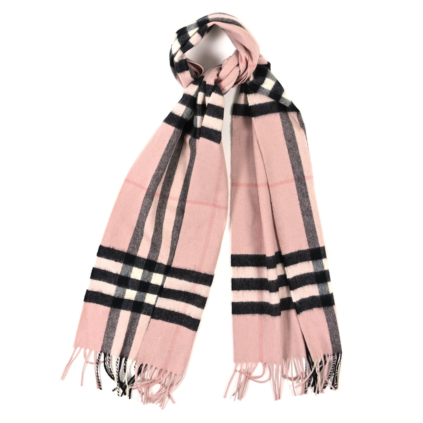 Cashmere Giant Heritage Check Fringe Scarf Ash Rose