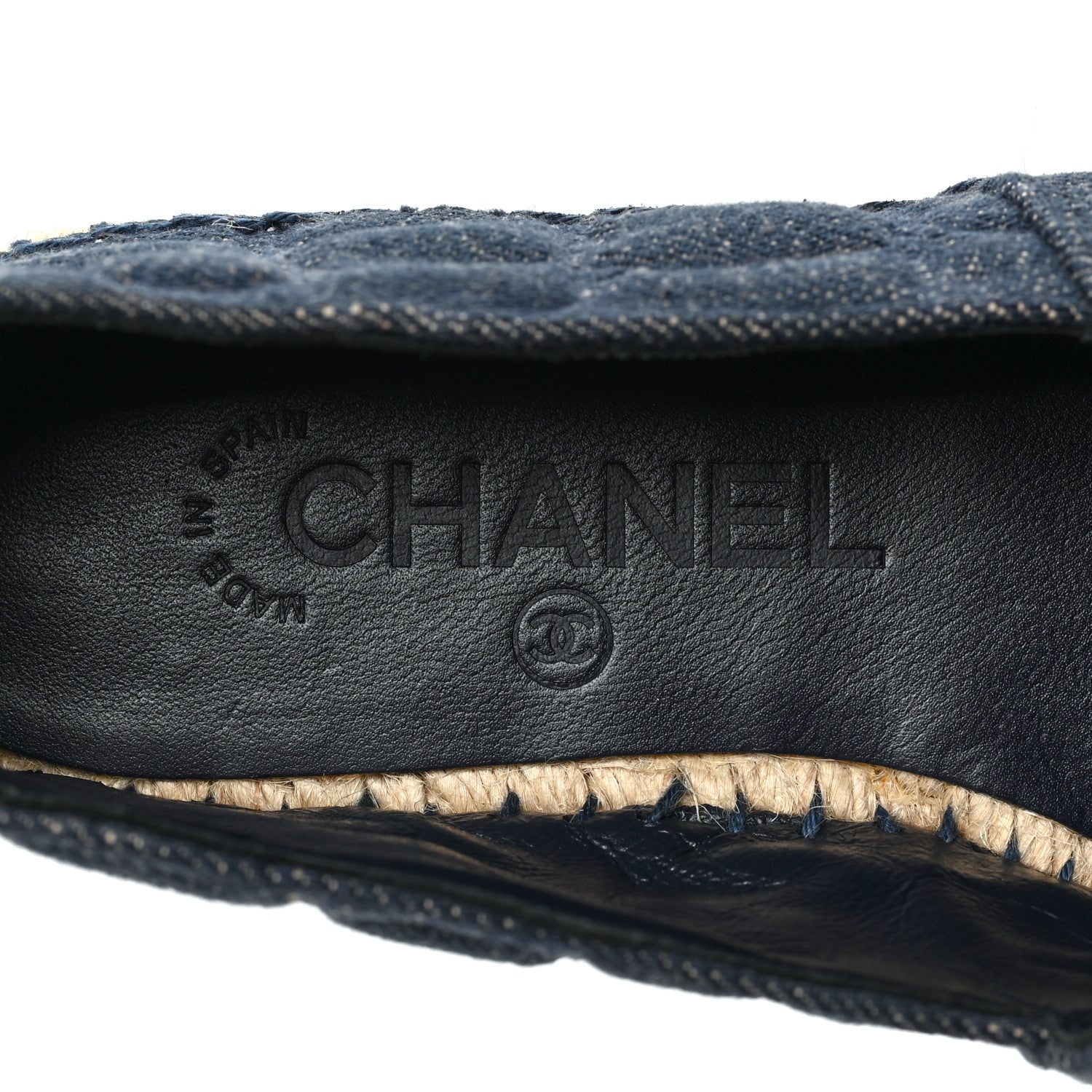 Chanel Fabric Grosgrain Embossed CC Espadrilles 36 Dark Blue Black 7 of 8