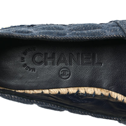 Chanel Fabric Grosgrain Embossed CC Espadrilles 36 Dark Blue Black 7 of 8