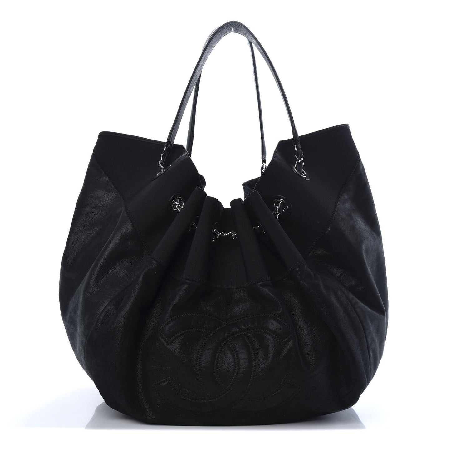 Iridescent Calfskin Large Stretch Spirit Cabas Black