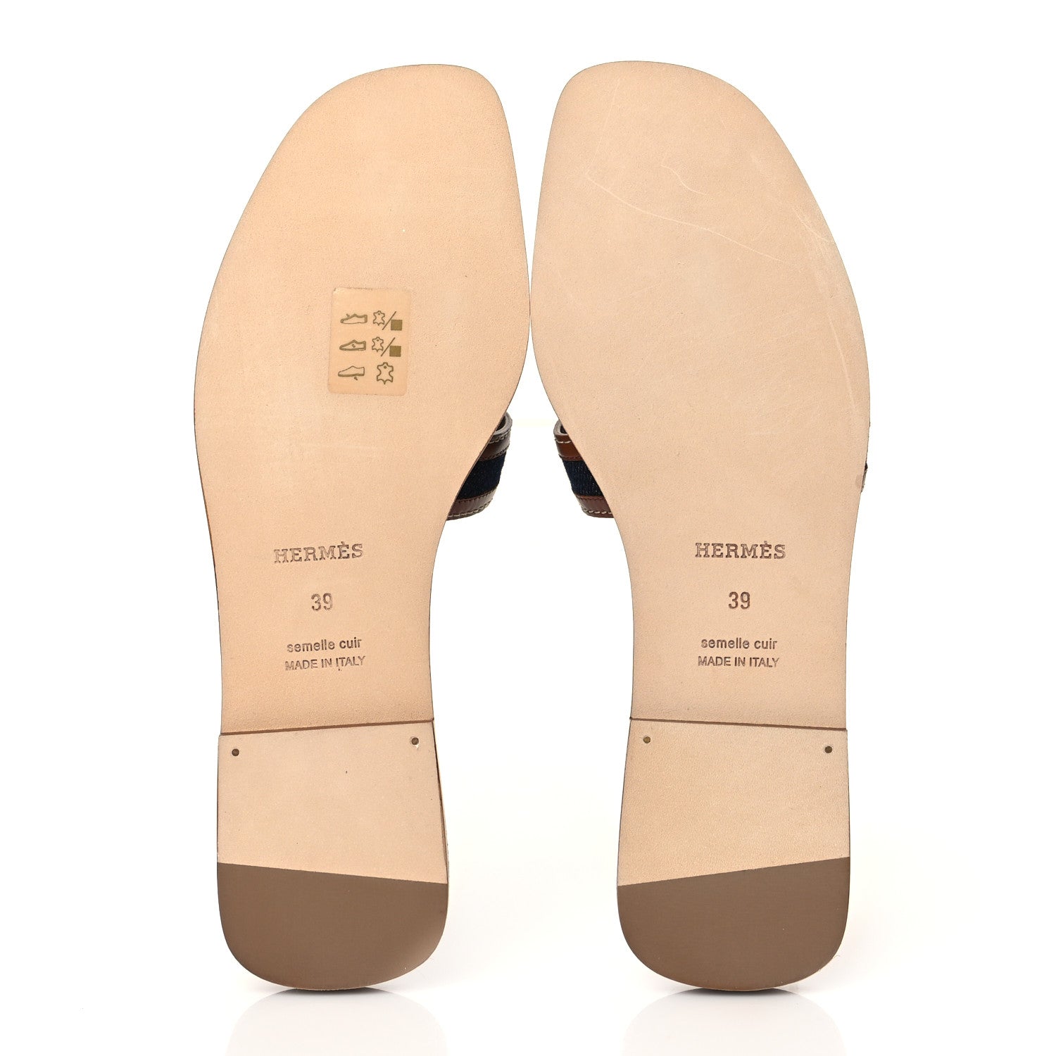 Hermes Calfskin Denim Oran Sandals 39 Bleu Brut Gold 5 of 9