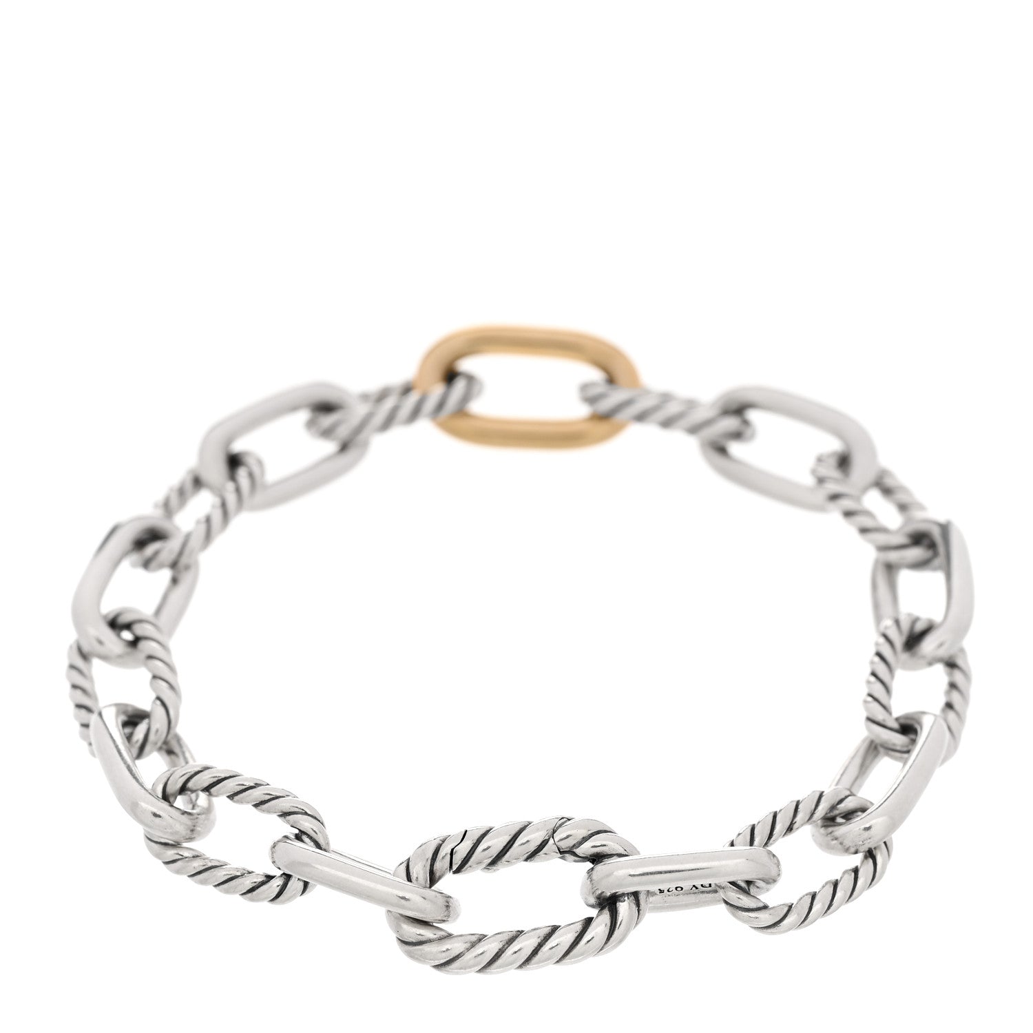 David Yurman Sterling Silver 18K Yellow Gold 8.5mm Madison Chain Bracelet 2 of 3