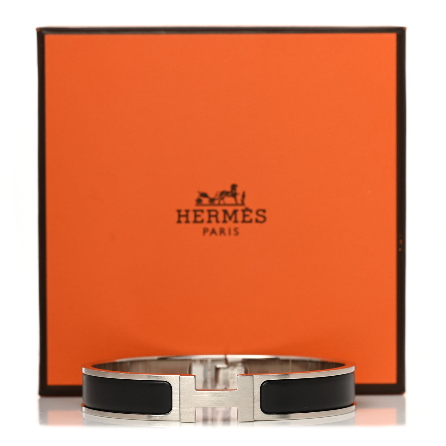 Matte Enamel Narrow Clic Clac HH Bracelet GM Black