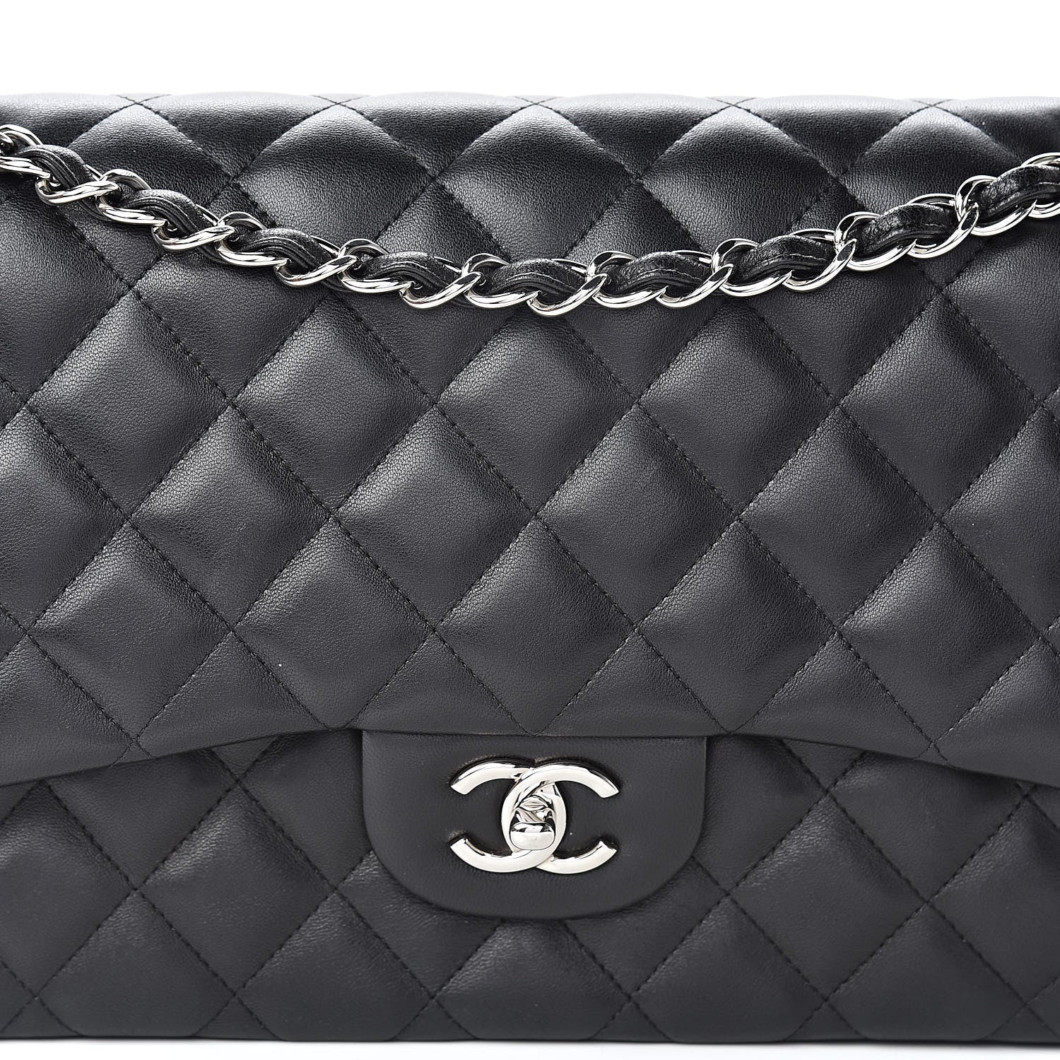 Chanel Lambskin Quilted Jumbo Double Flap Black 8 of 10