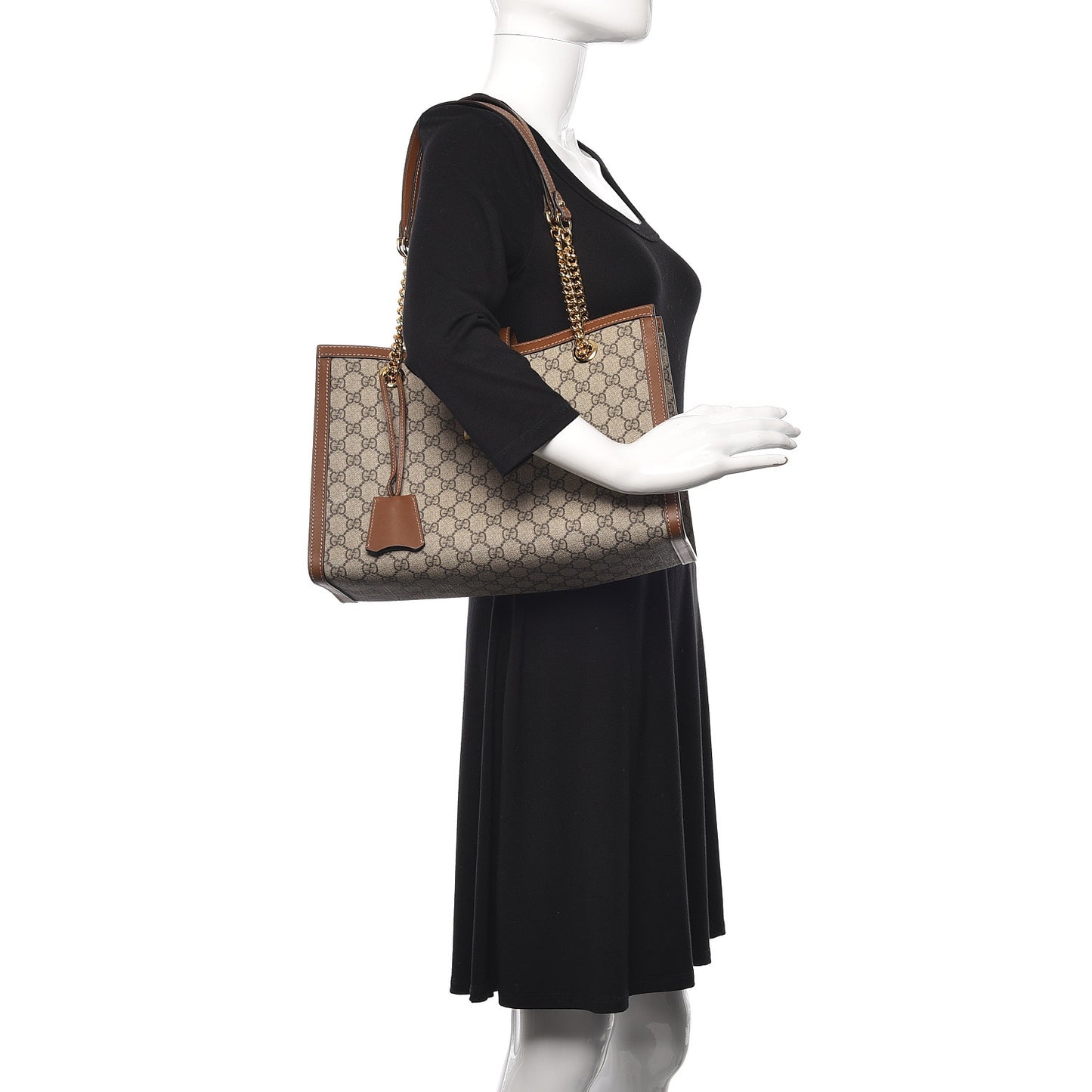GG Supreme Monogram Medium Padlock Tote Beige Cuir
