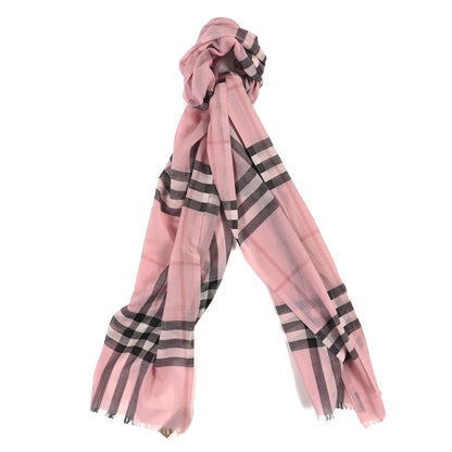 Burberry Silk Wool Gauze Giant Check Scarf Ash Rose 1 of 4