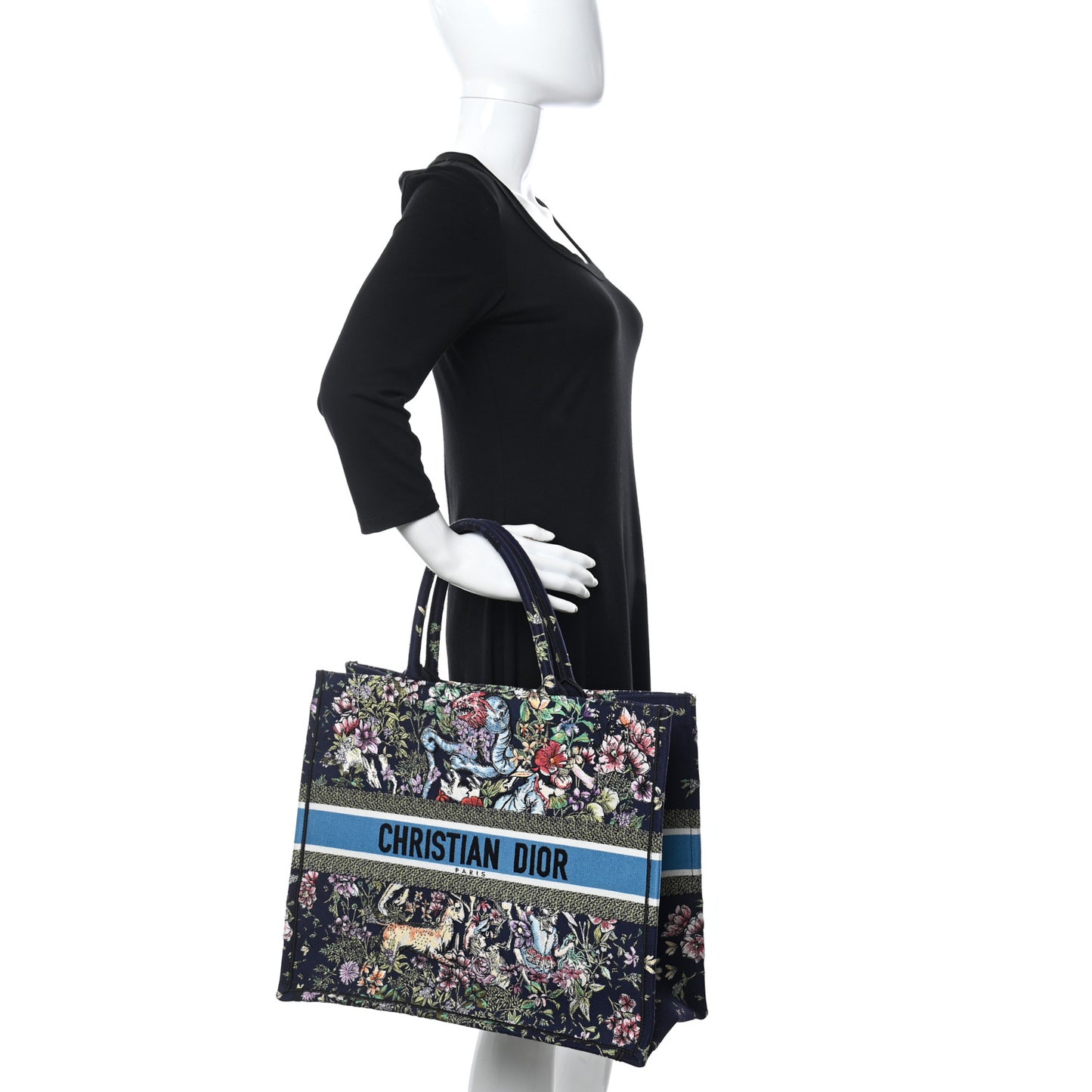 Canvas Embroidered D-Constellation Book Tote Blue Multicolor