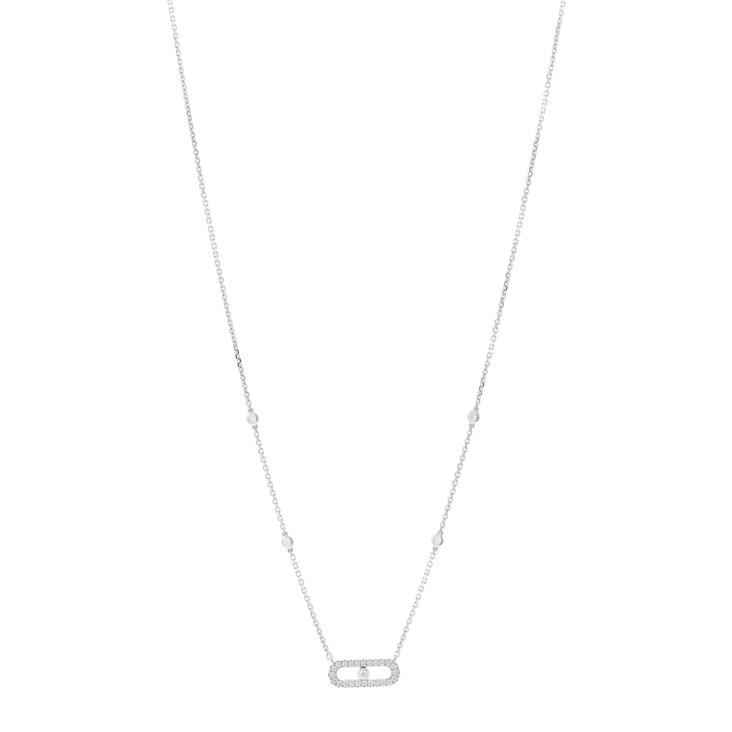 18K White Gold Diamond Move Uno Pave Necklace