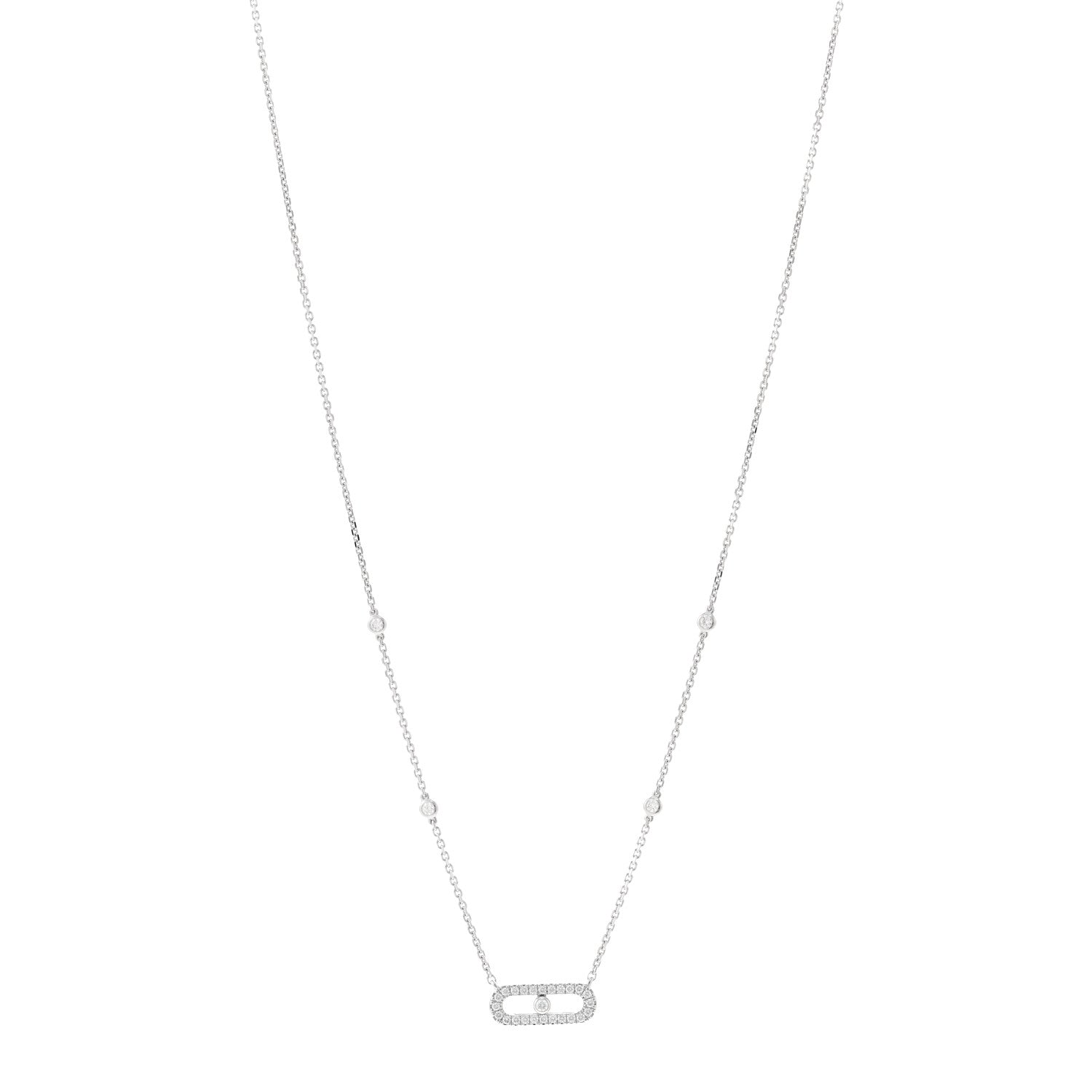 Messika 18K White Gold Diamond Move Uno Pave Necklace 1 of 5