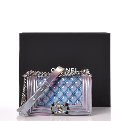 Chanel Iridescent Patent Calfskin PVC Quilted Small Boy Flap Light Purple 8 of 8