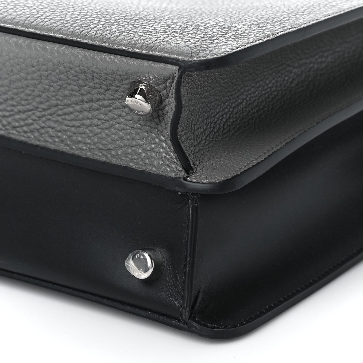 Fendi Cuoio Romano Vitello Cover Monochrome Medium Peekaboo I SEE U Satchel Argilla Black 8 of 8