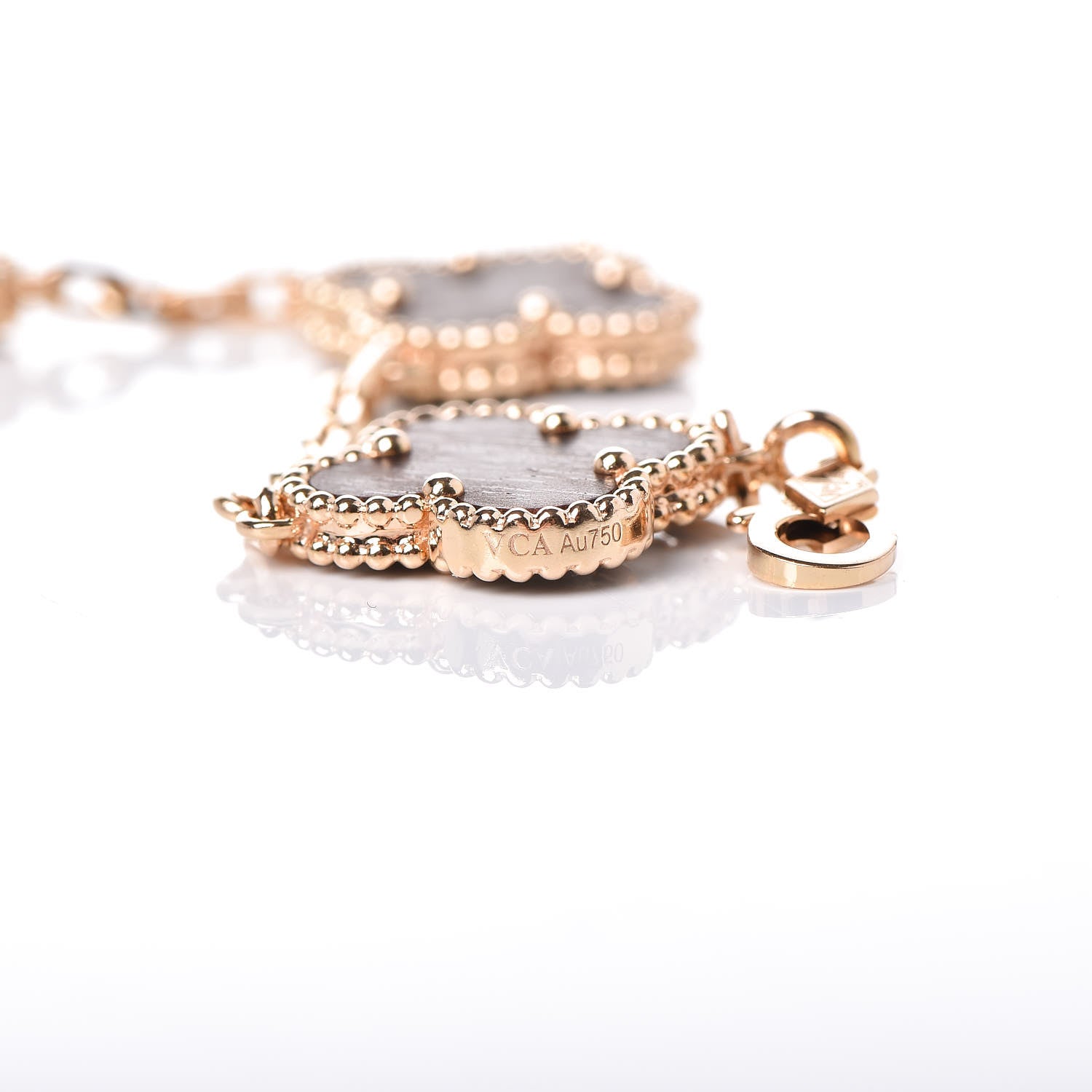 Van Cleef & Arpels 18K Rose Gold Letterwood 5 Motifs Vintage Alhambra Bracelet 5 of 5