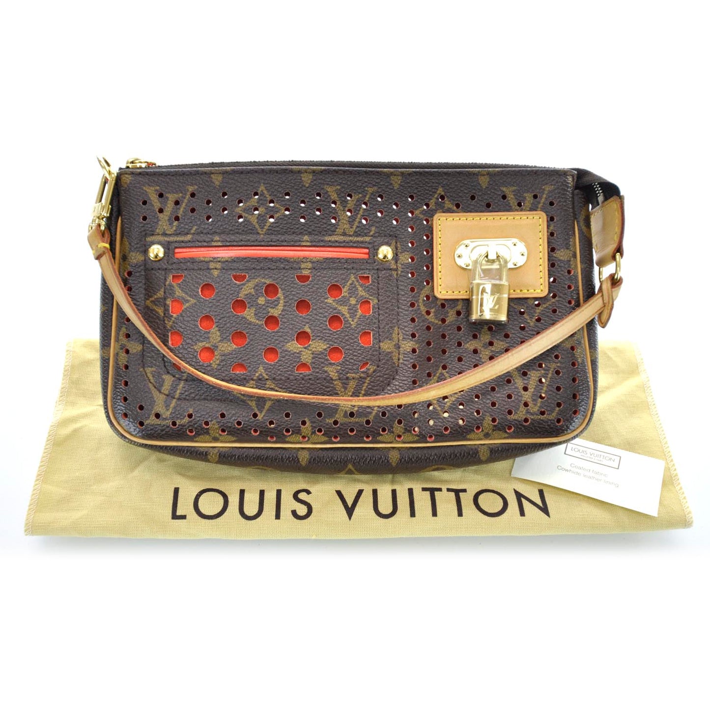 Monogram Perforated Pochette Accessories Bag Orange